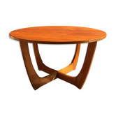 Table basse ronde en tek des années 1960