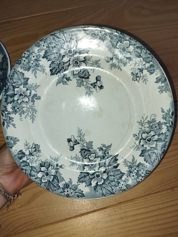 Assiettes Montées “Marie-Louise” – Saint-Amand   Paire Ancienne 23 cm