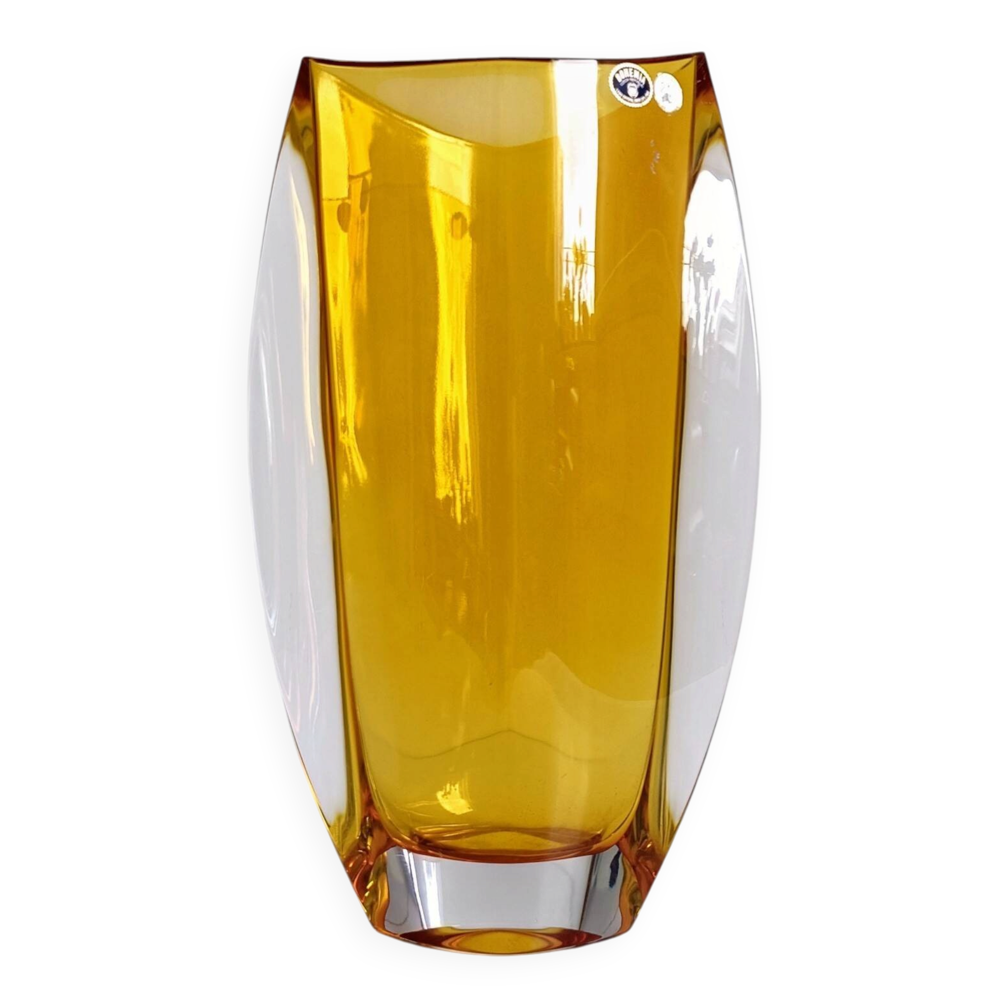Vase en verre cuit en ambre Art Déco bohémien, Bohême du Nord, vers 1930