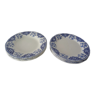 8 plates 160223 gien blue flowers 4 flat & 4 hollow