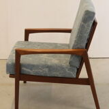 Mid century teak Armchair 'Mettmann' - reupholstered
