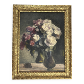 Huile sur panneau nature morte bouquet signée début XXème