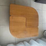 Pair of Twin coffee tables in solid oak by Redureau, circa 1980.