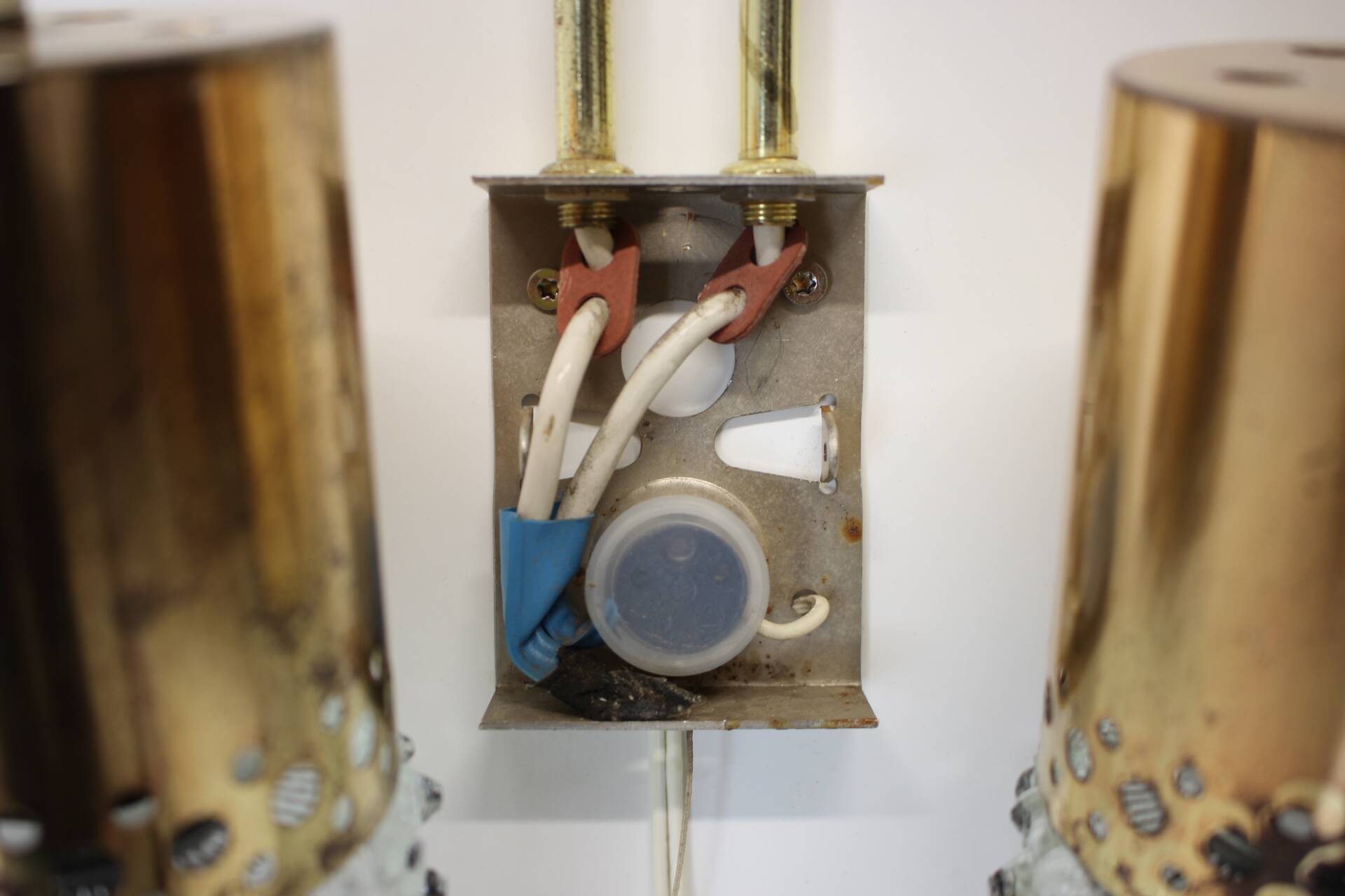 1970s Pair of Two Wall Lamps with Glass Shades, Germany