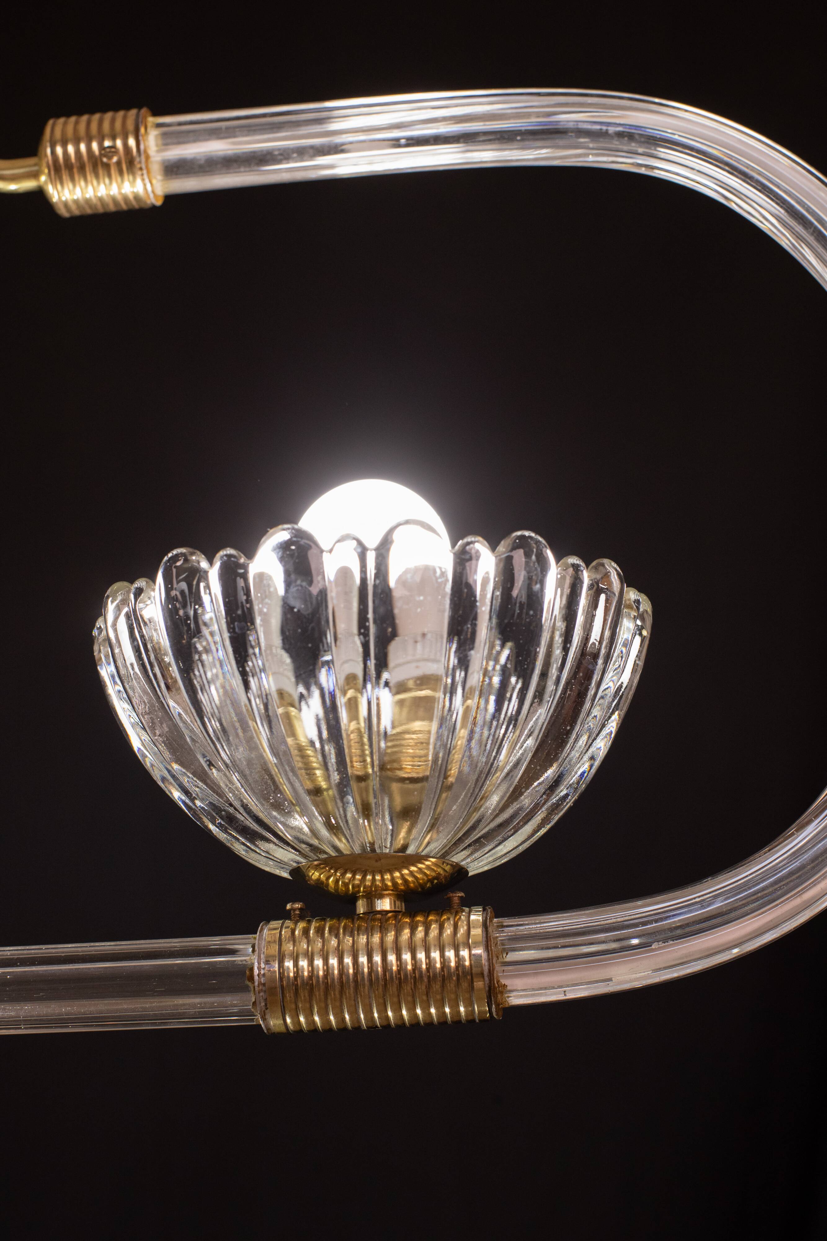 Extraordinary two-cup Art Deco candlestick by Barovier and Toso, 1940s