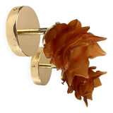 Pair of amber tulip wall sconces