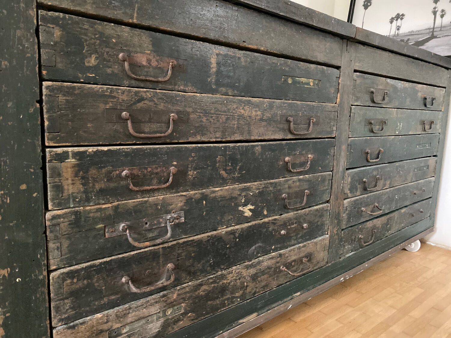 Wooden printing marble and cast iron top