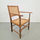 Arts & Crafts Dutch Spool Chair in Oak and Rattan, 1930s