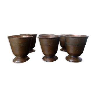 Series of six copper or brass glasses