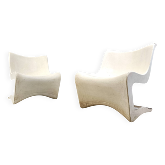 Paire de chaises longues Silène de M. Borgnat pour Clairitex, années 1960
