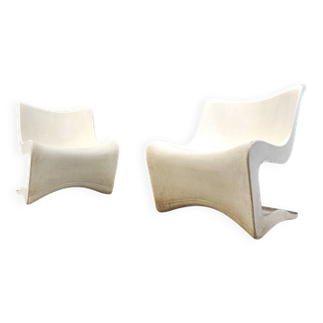 Pair of Silène lounge chairs by M. Borgnat for Clairitex, 1960s