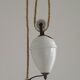 Vintage French Rise & Fall Counterbalance Ceiling Light Opaline Glass Shade