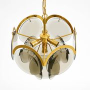 60s large brass ceiling chandelier with large round glass plates