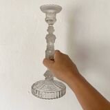 Bougeoir haut en verre moulé têtes de bélier