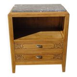 Large Art Deco bedside table in light oak