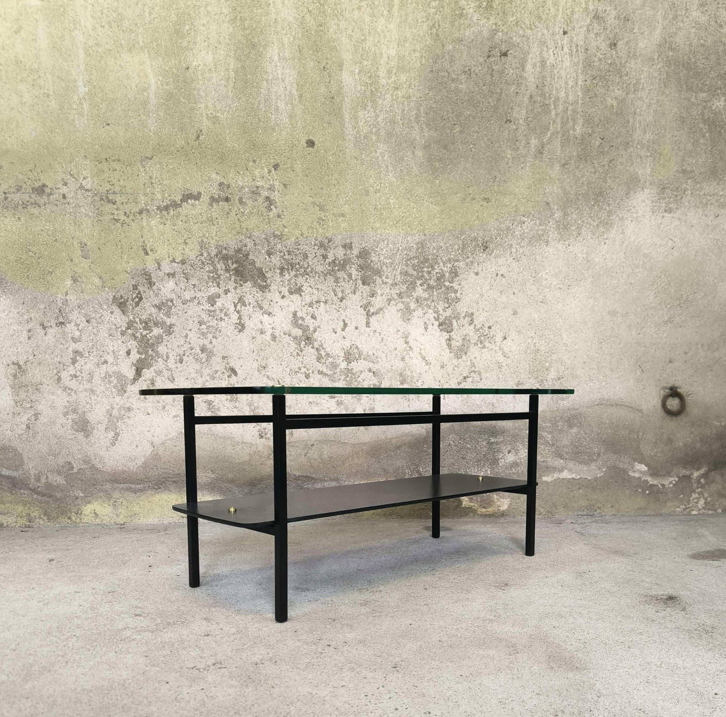 Vintage modernist glass coffee table