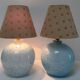 Deux pieds lampes boules art déco verre de clichy bleu