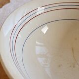 Old earthenware salad bowl Céranord Saint-Amand – Red and blue rim