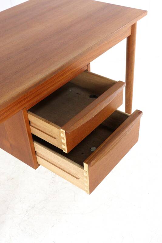 Danish desk with sliding drawer unit - teak - mid century modern