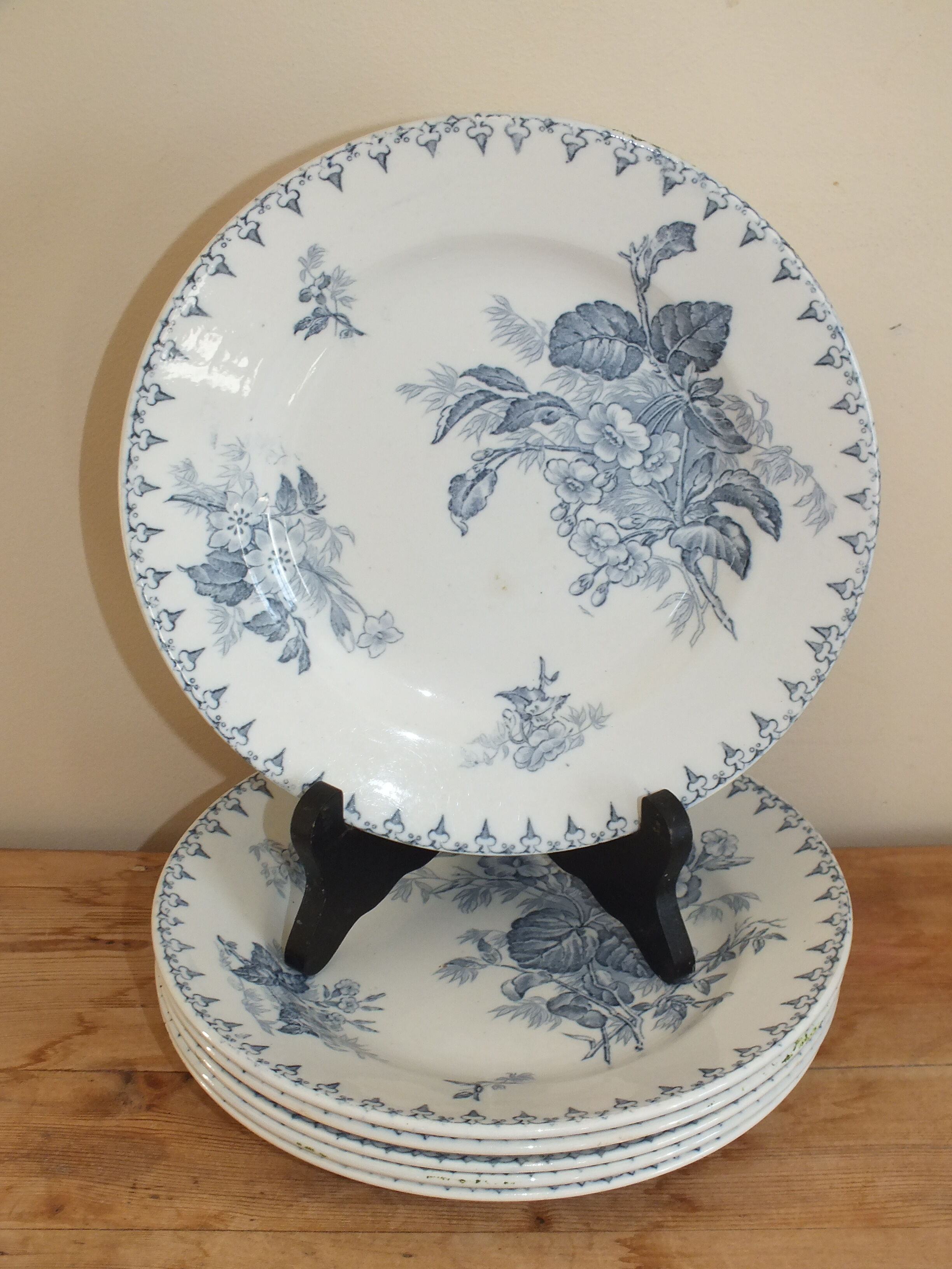 6 flat plates Sarreguemines U&C Flore - blue