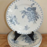 6 flat plates Sarreguemines U&C Flore - blue