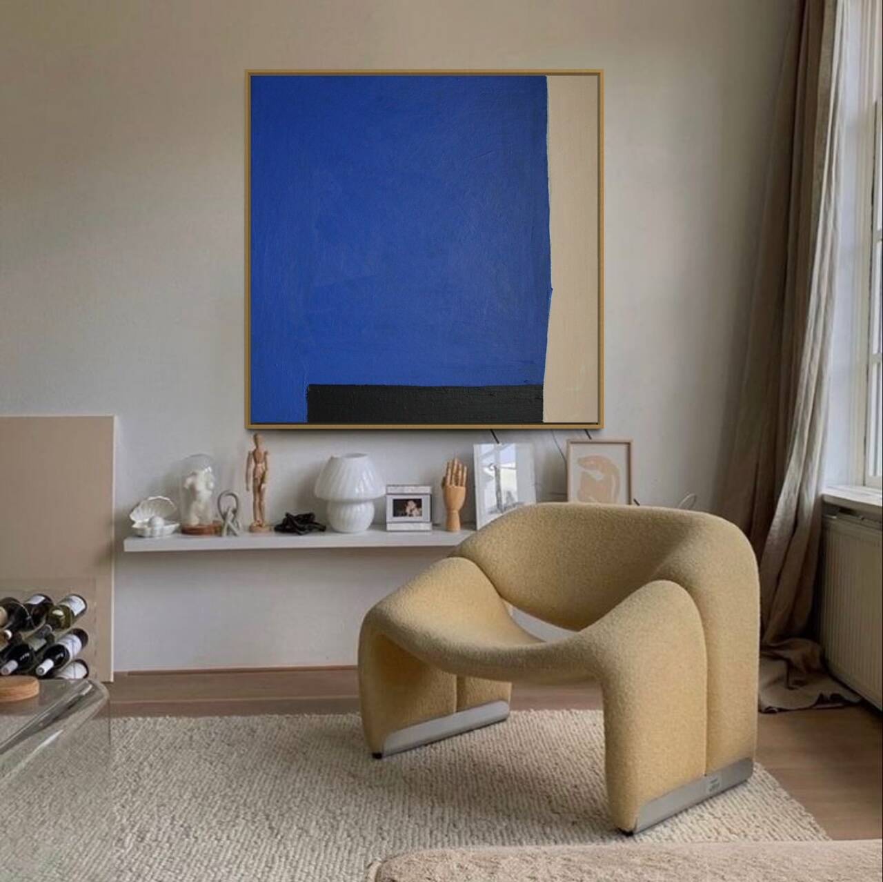 Blue trio original painting on stretched canvas 80x80