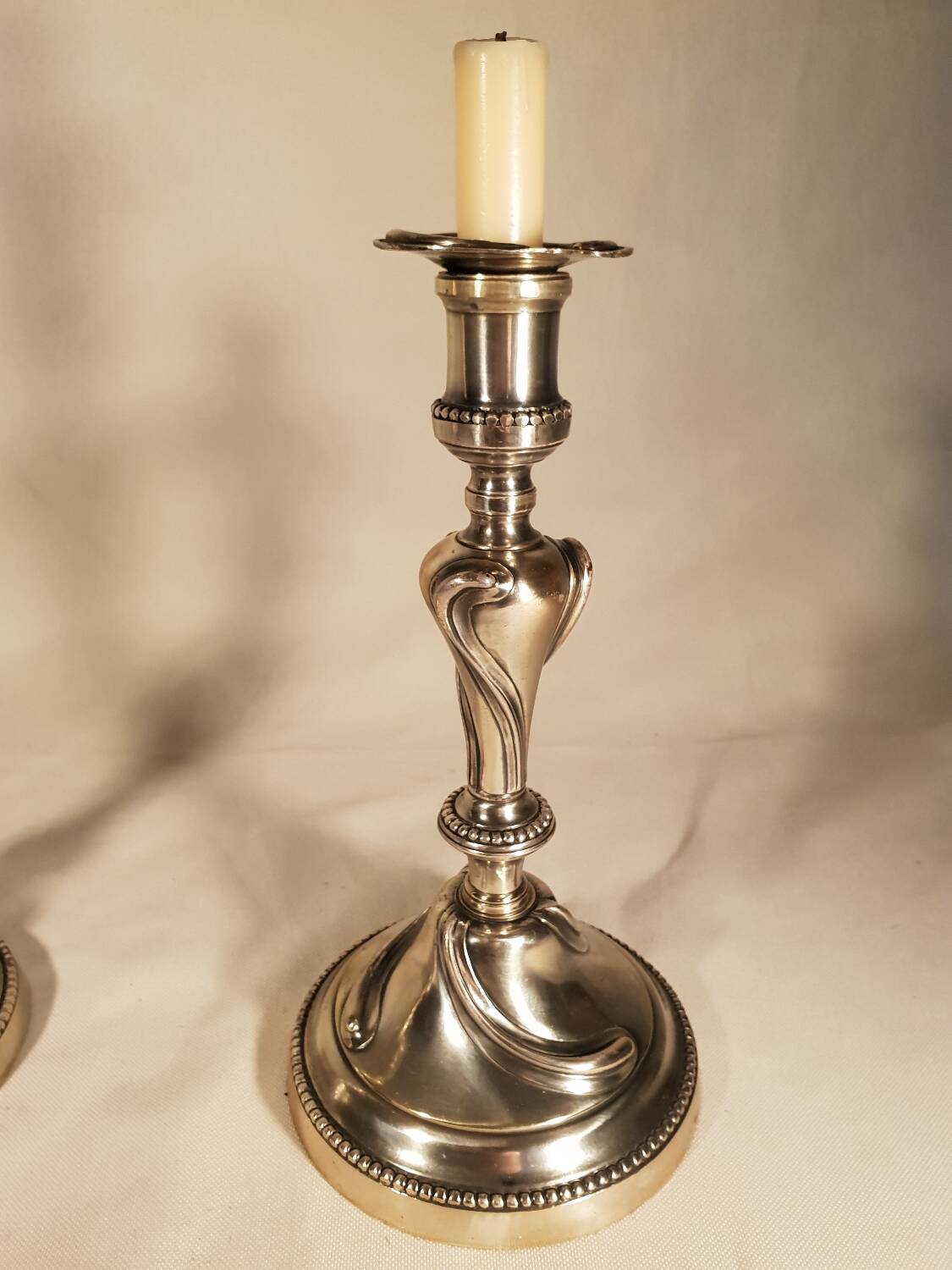Louis xv style silver metal candle holders