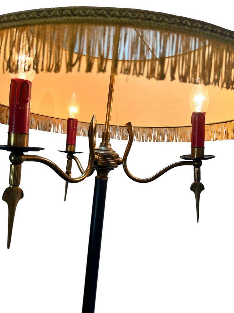Vintage "gold" floor lamp with fringes b 55 h 160