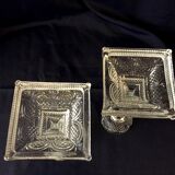 Pair of molded glass candle holders