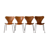 Set of Four Teak 3107 Dining Chairs by Arne Jacobsen for Fritz Hansen Denmark