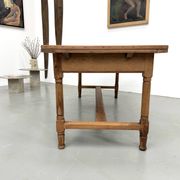 Grande table de ferme à rallonges en merisier massif - Années 1900