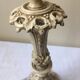 Large candle holder in patinated white painted metal