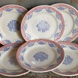 Six assiettes Art-Déco en faïence de Longwy  service"Normandie"