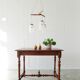 Teak hanging lamp with three lamps, Mid Century chandelier made of glass and teak