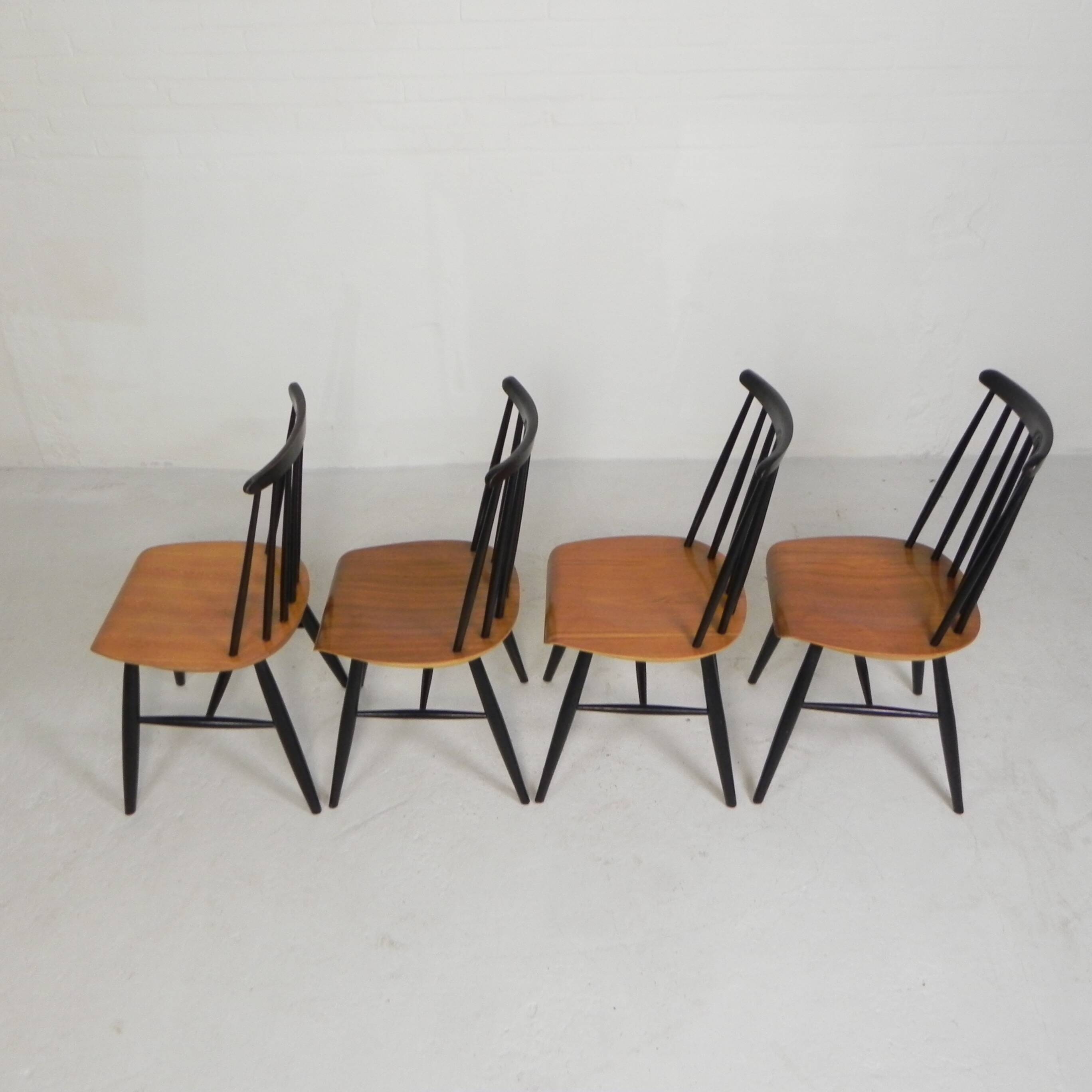 Set of 4 Fanett model slatted chairs, Tapiovaara, 1960s