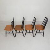 Set of 4 Fanett model slatted chairs, Tapiovaara, 1960s