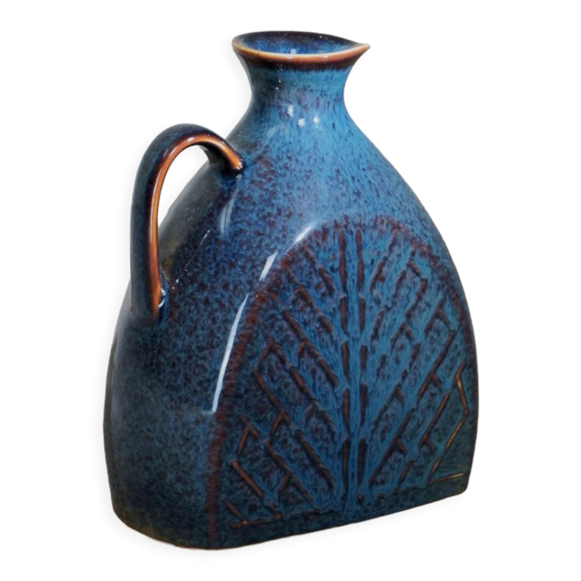 Blue harefur stoneware vase, Rörstrand, Carl Harry Stalhåne, Sweden, 1950´s