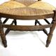 Antique wooden and straw nurse's chair - openwork backrest with bars c