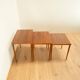 Set of 3 nesting tables, walnut with beech, vintage from the 60s