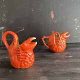 Antique ceramic lobster pitcher from the early 20th century.