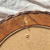 Vintage round woven rattan wall mirror