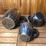 Old art deco coffee tea service silver metal & vintage black wood handles #a591