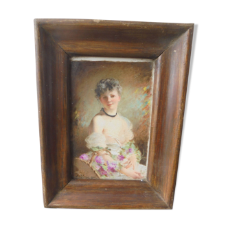 Antonine Odérieu Small Painting on Miniature Porcelain 19th Century