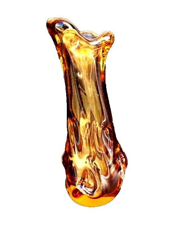Vase / Soliflore  verre épais coloré rose transparent 1970