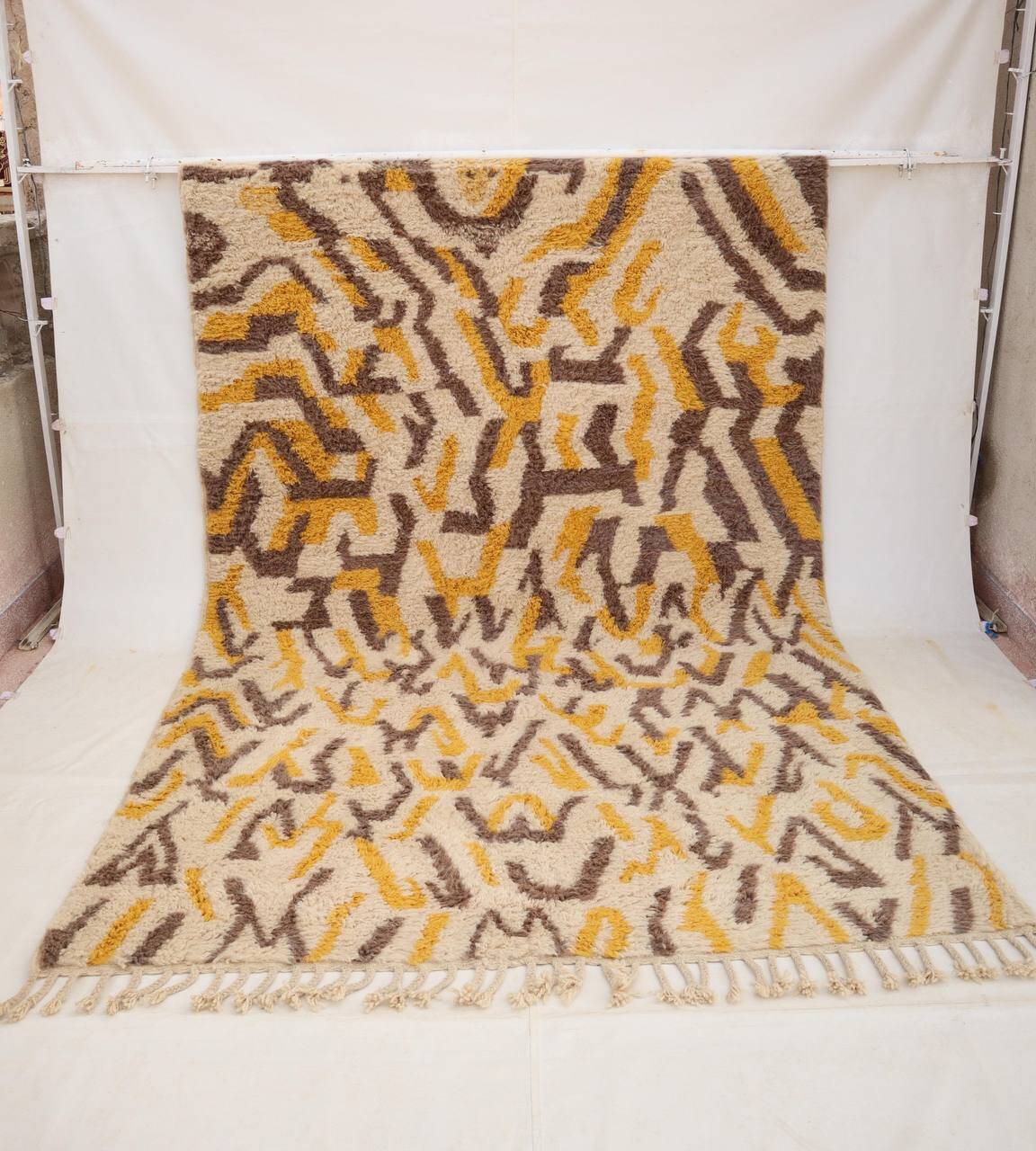 Beniouren Moroccan Rug Hand Woven Abstract Berber Design, 100% Wool