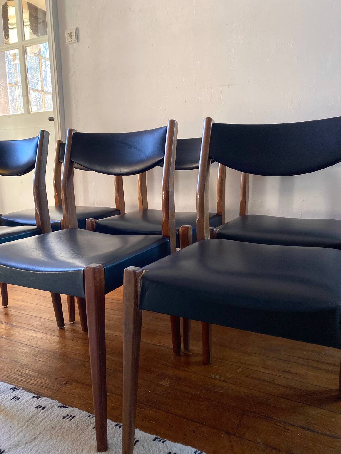 Set of six Scandinavian chairs in vintage teak 1960