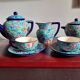 Cloisonné enamel tea service from Longwy in excellent condition.