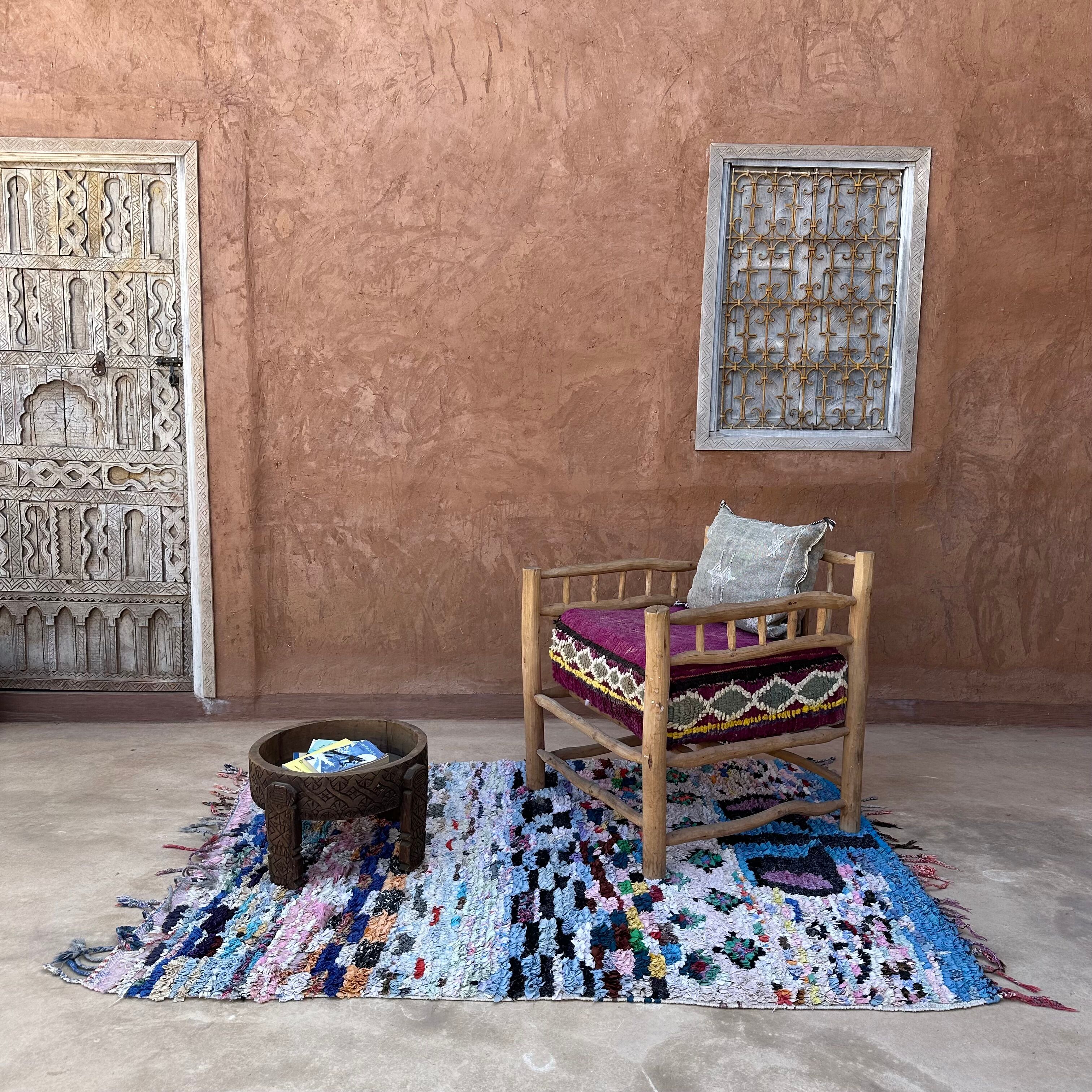 Moroccan boucherouite carpet - 128 x 185 cm