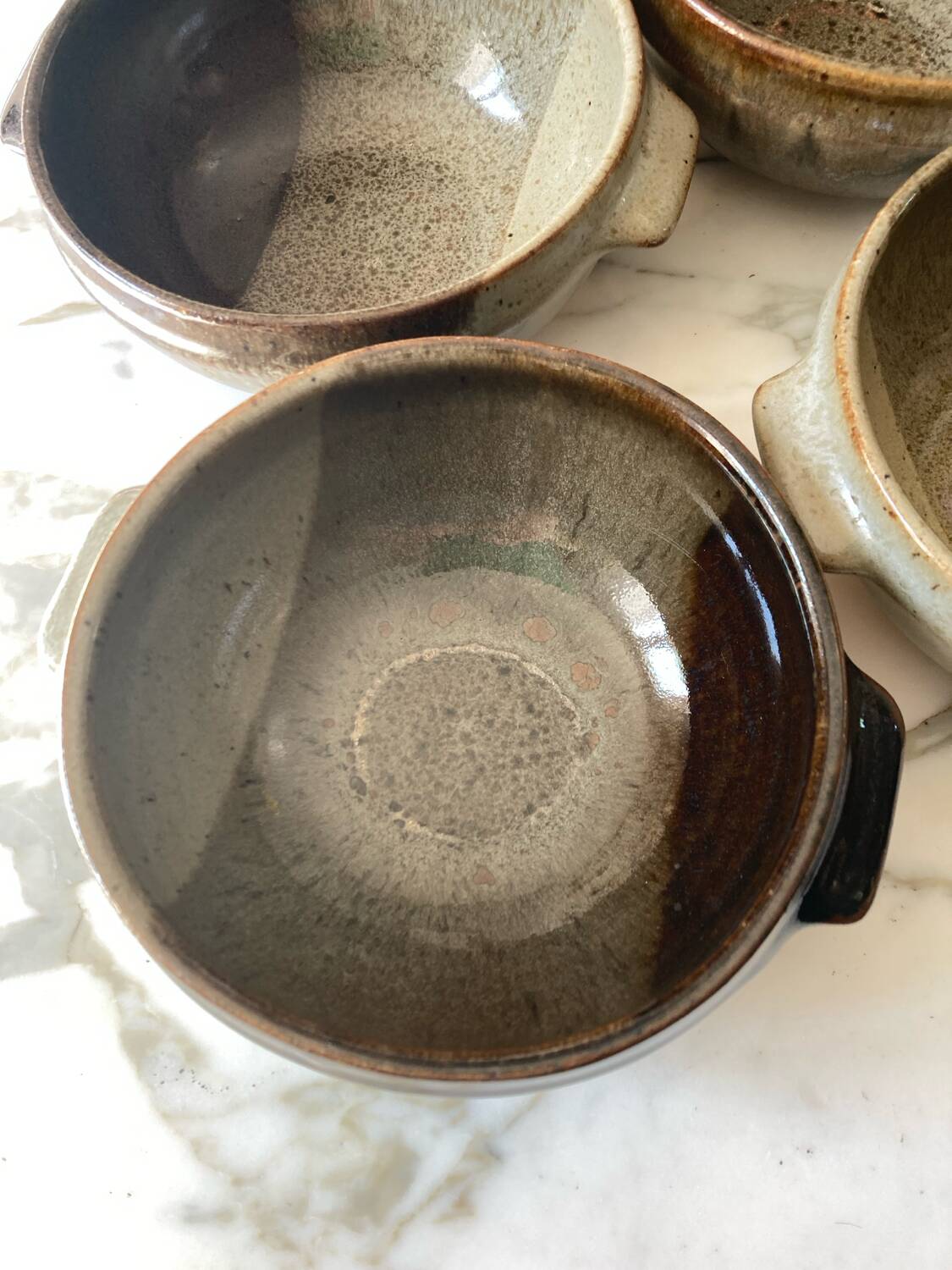 4 bols à oreilles en grès du Marais vintage