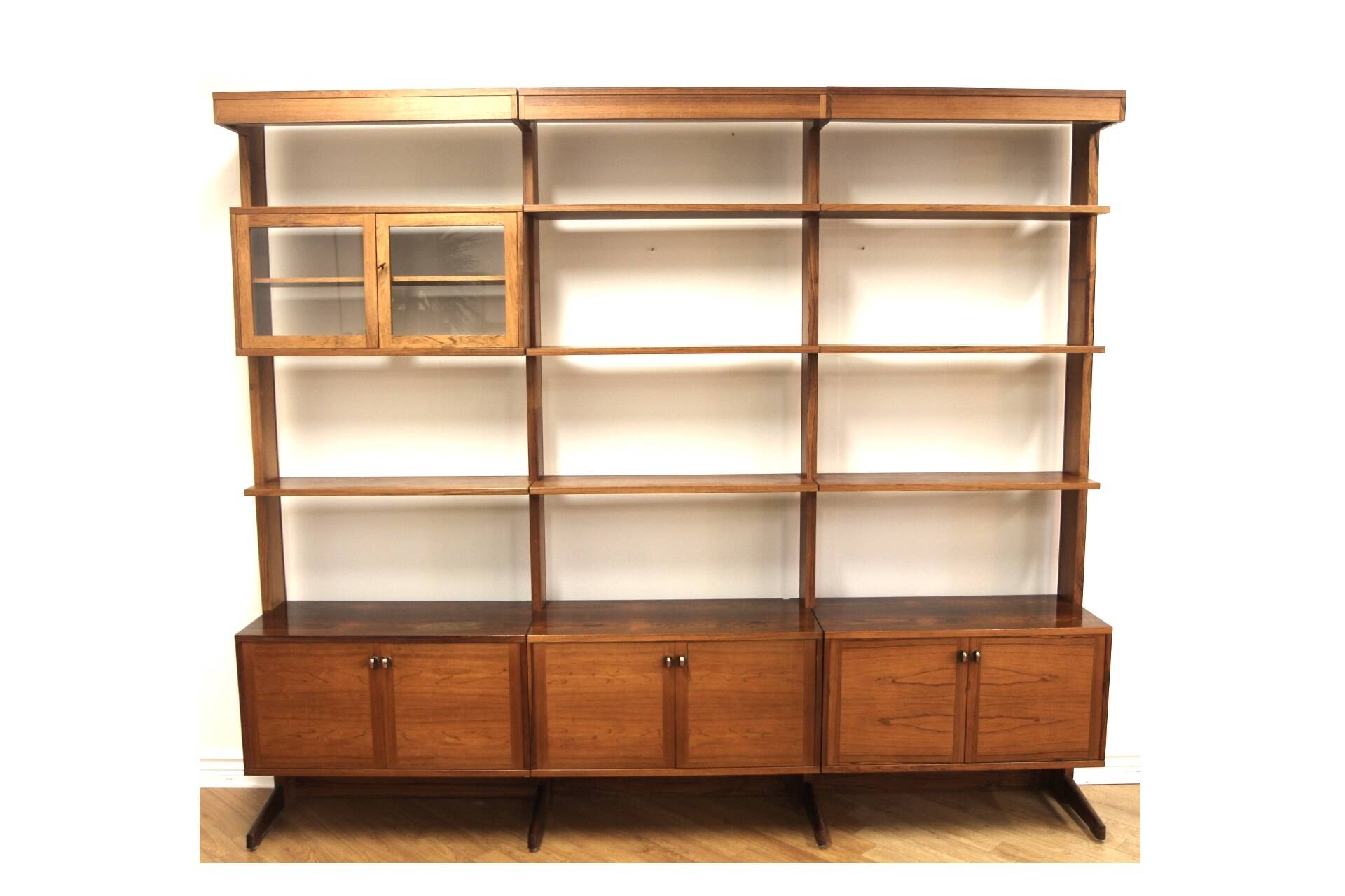 Scandinavian "triple" bookcase in rosewood, Sweden, 1960